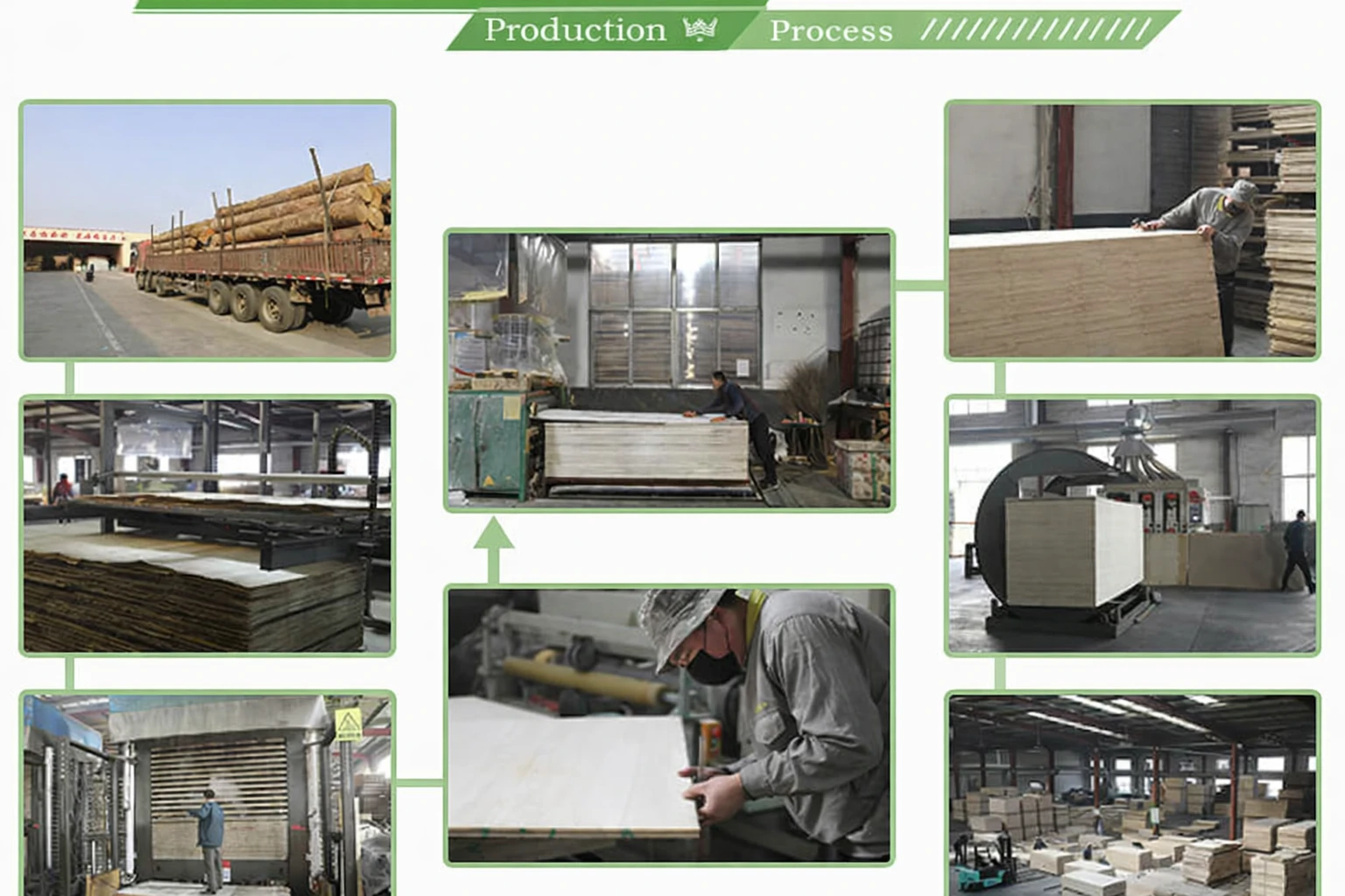 Factory production line for high-quality plywood manufacturing.