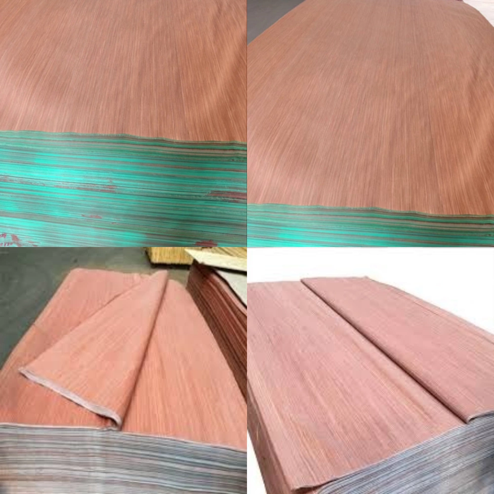 Láminas de chapa de madera Recon Gurjan con textura de veta natural para muebles y paneles de interior.