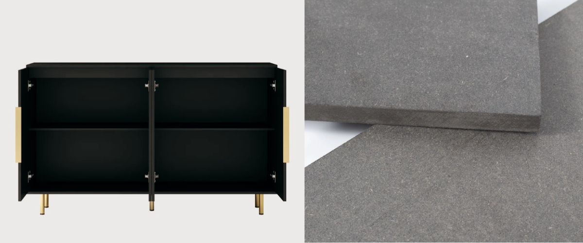 black MDF smooth surface showing even matte black finish for furniture and interior use