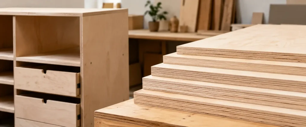 Tablero de madera contrachapada de calidad para muebles, con superficie lisa y chapa de alta calidad, utilizado para la fabricación de muebles y aplicaciones de interior.