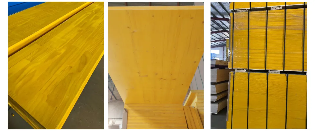 Tablero de madera contrachapada de 3 capas con estructura de tres capas para aplicaciones de encofrado en la construcción.