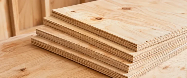 Láminas de madera contrachapada CDX que muestran su construcción en capas y su grado estructural para techos, subsuelos y revestimiento de paredes.