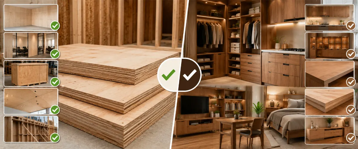 Guía de selección de madera contrachapada comercial o madera contrachapada para muebles, destinada a la construcción y la fabricación de muebles.