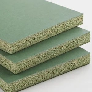 Moisture Resistant Particle Board with a durable core structure for furniture and interior applications.