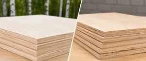 Baltic birch plywood and Chinese birch plywood side by side for comparison of construction, surface quality, strength, and cost.