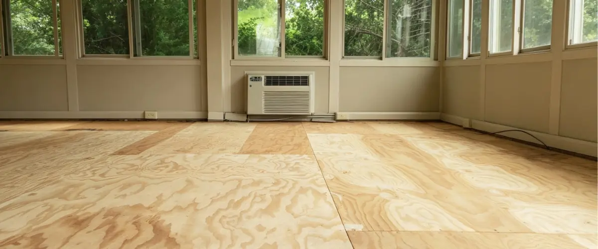 Plywood thickness for subfloors, showing common thickness options for stable and durable flooring systems.