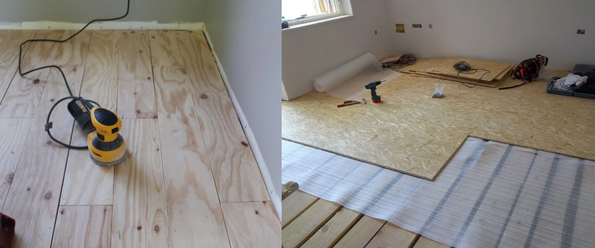 Plywood vs OSB for subfloor applications, comparing moisture resistance, strength, stability, cost, and installation.