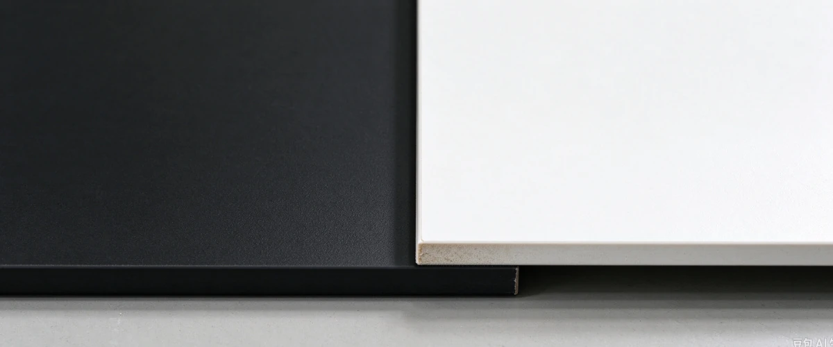 Black and white melamine boards used for modern furniture and cabinet projects