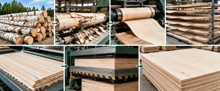 How birch plywood is made from birch logs through the plywood production process