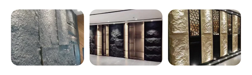 Faux rock wall panels applied on exterior house facade