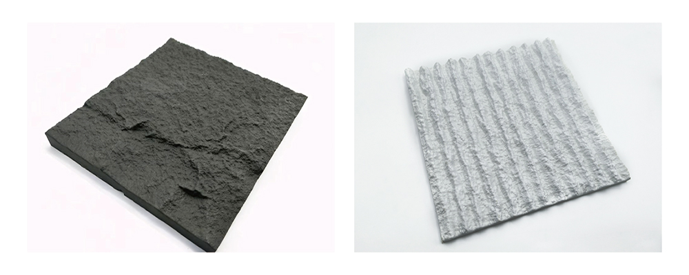Faux rock wall panels on interior wall