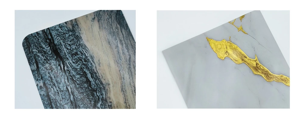 PVC marble sheet high gloss surface texture detail close-up