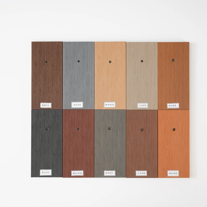 WPC decking color swatches display for outdoor flooring design options