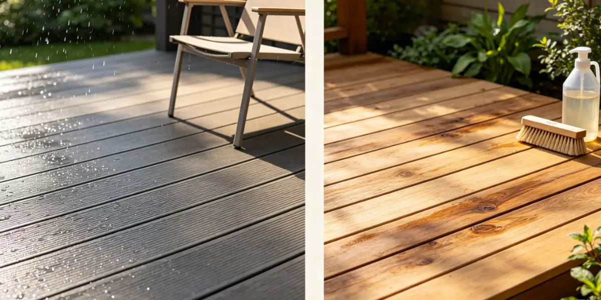 Key differences between WPC decking and wood decking including durability, maintenance, weather resistance, and appearance.