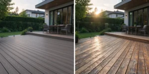 WPC decking vs wood decking comparison showing the materials and long-term cost differences