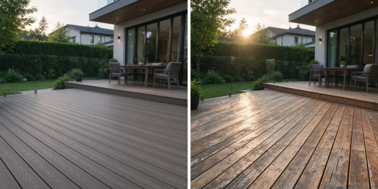 WPC decking vs wood decking comparison showing the materials and long-term cost differences