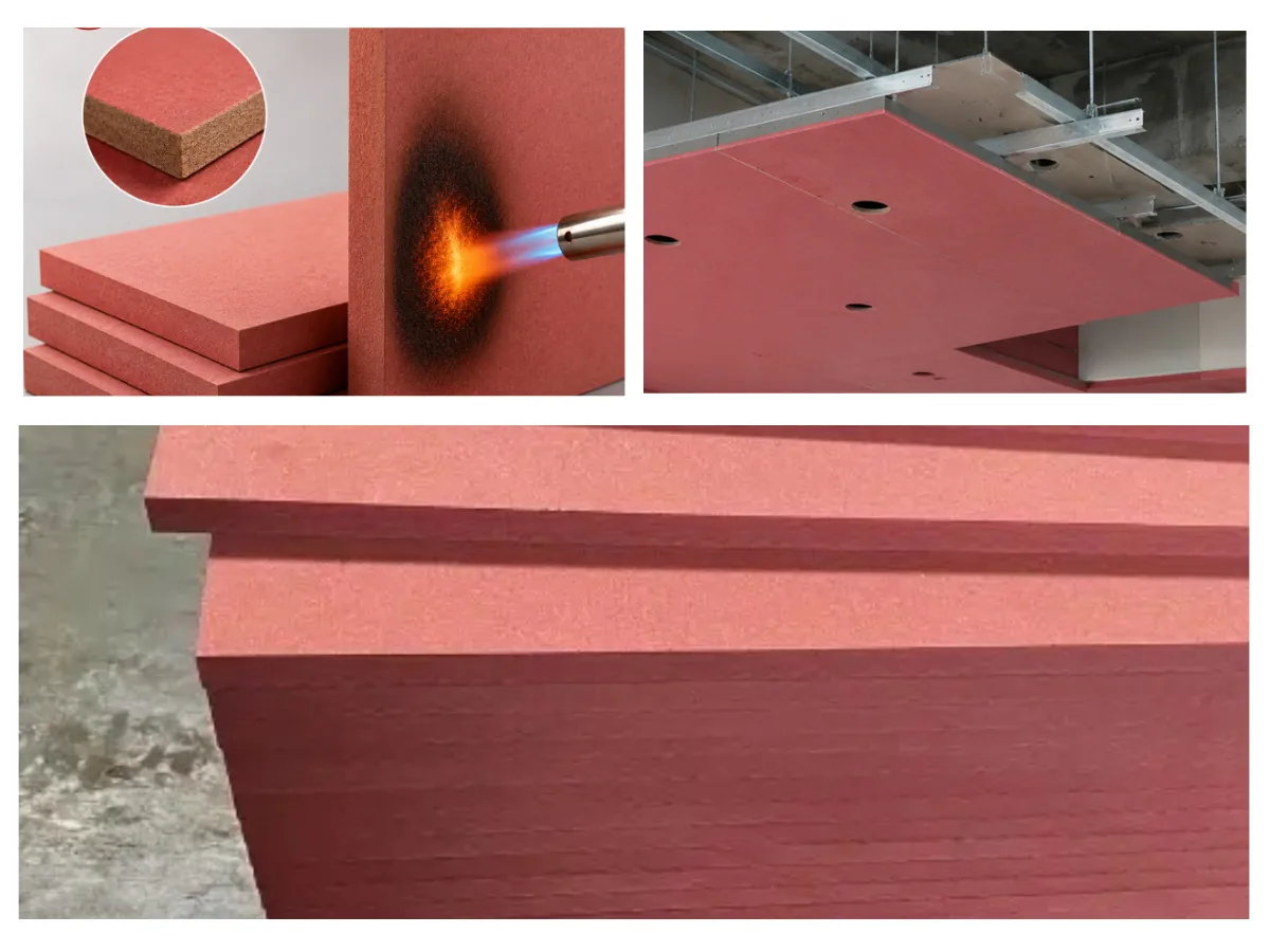 Fire resistant MDF used in commercial interior wall panels and furniture applications.