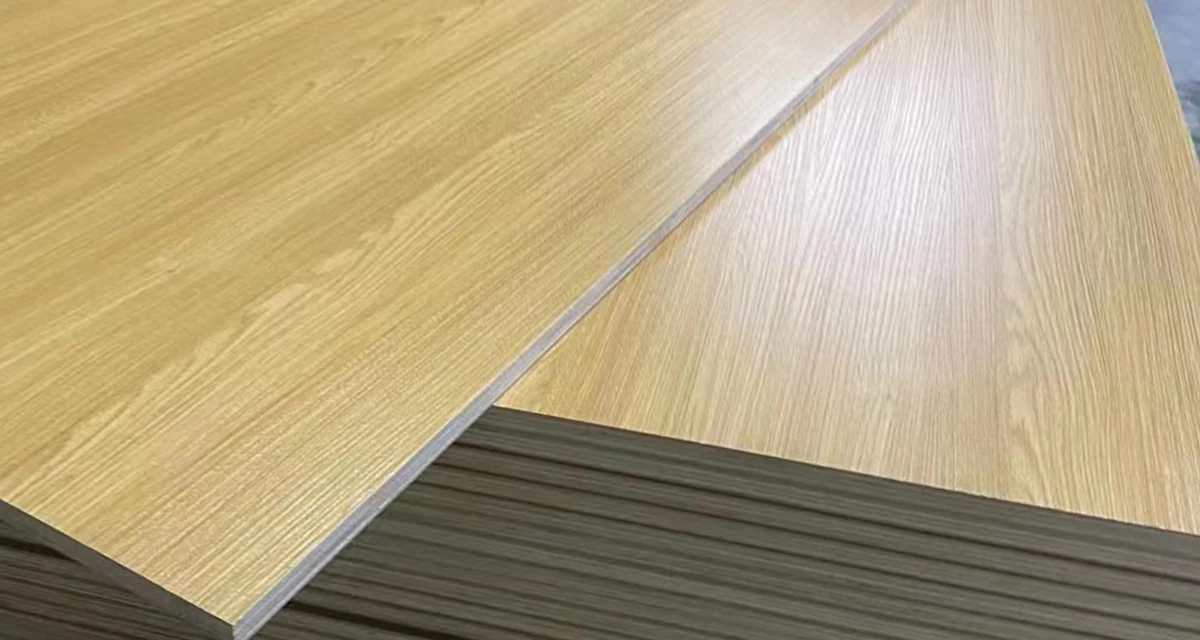 melamine plywood samples with different colors and wood grain finishes for interior design