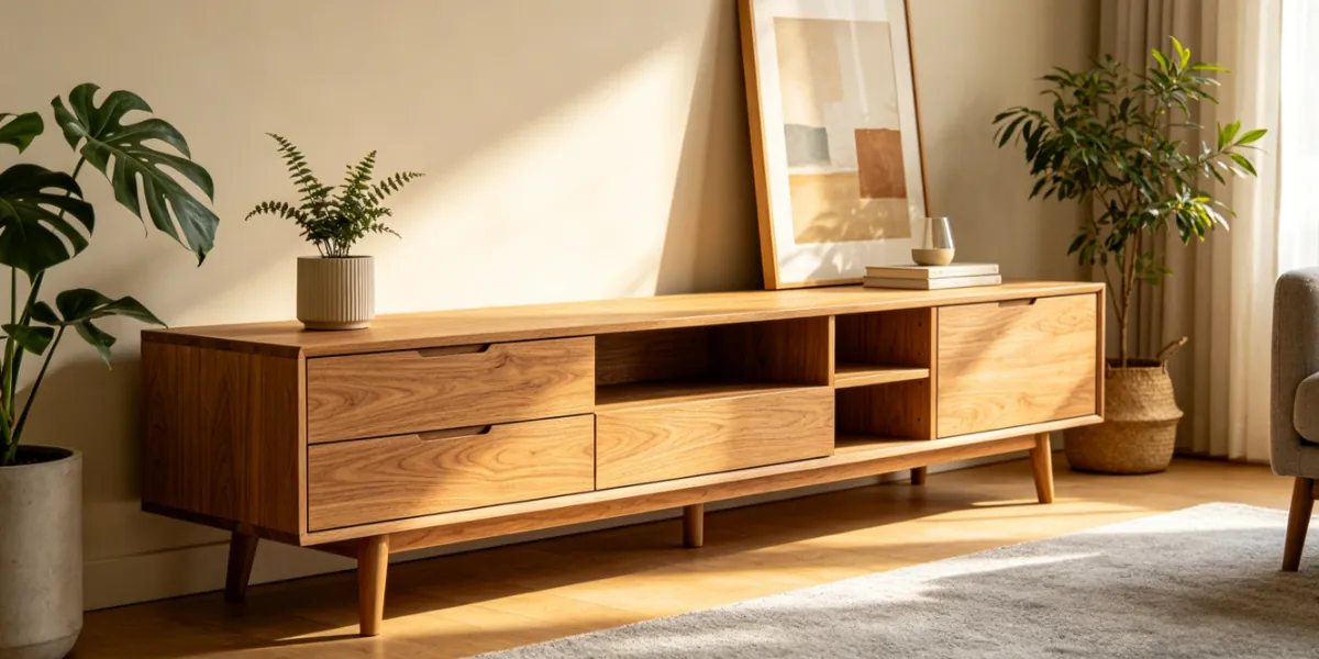Fernsehschrank aus Melamin-Sperrholz für moderne Interieurs