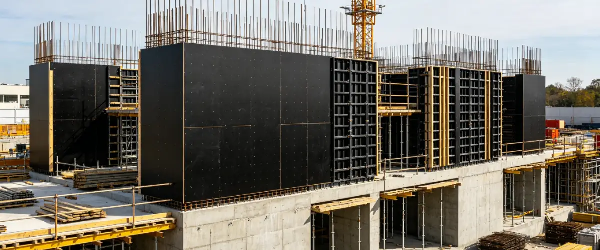 Film faced plywood formwork applied in large commercial construction project