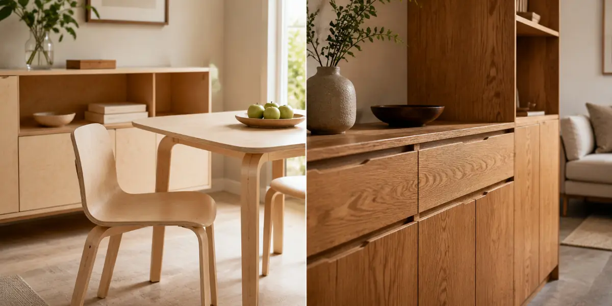 Furniture applications of birch plywood and oak plywood