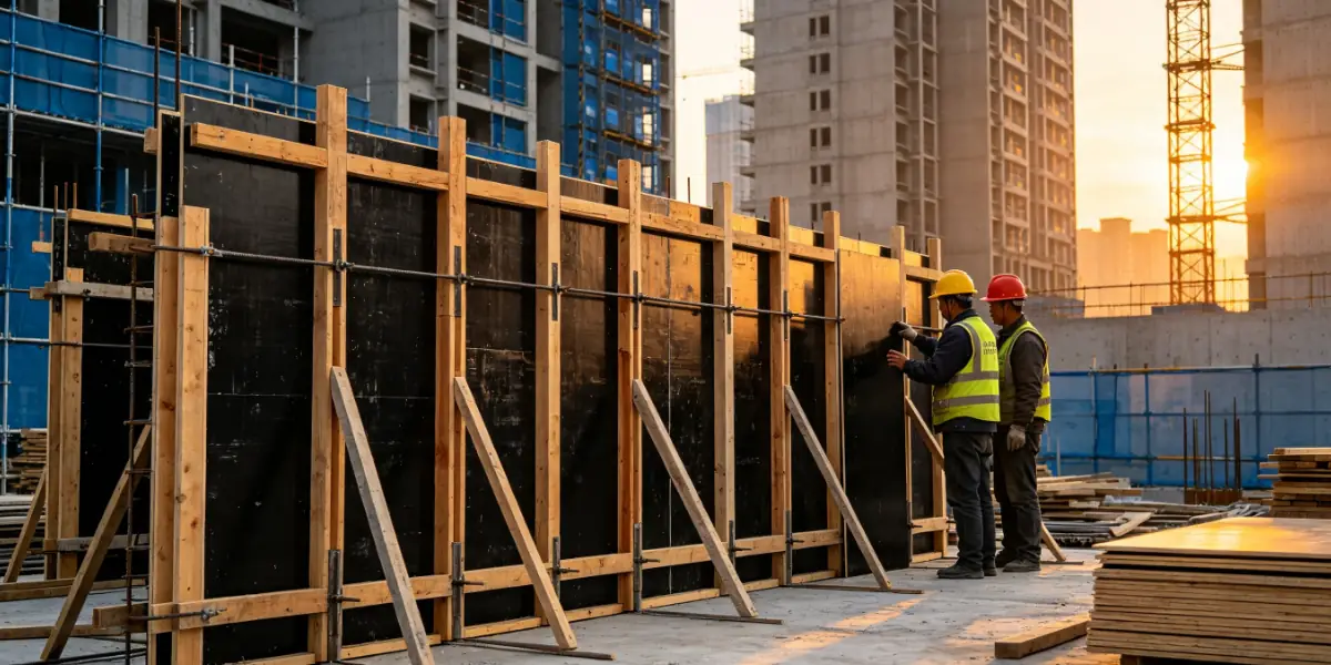 Film faced plywood used for concrete formwork construction