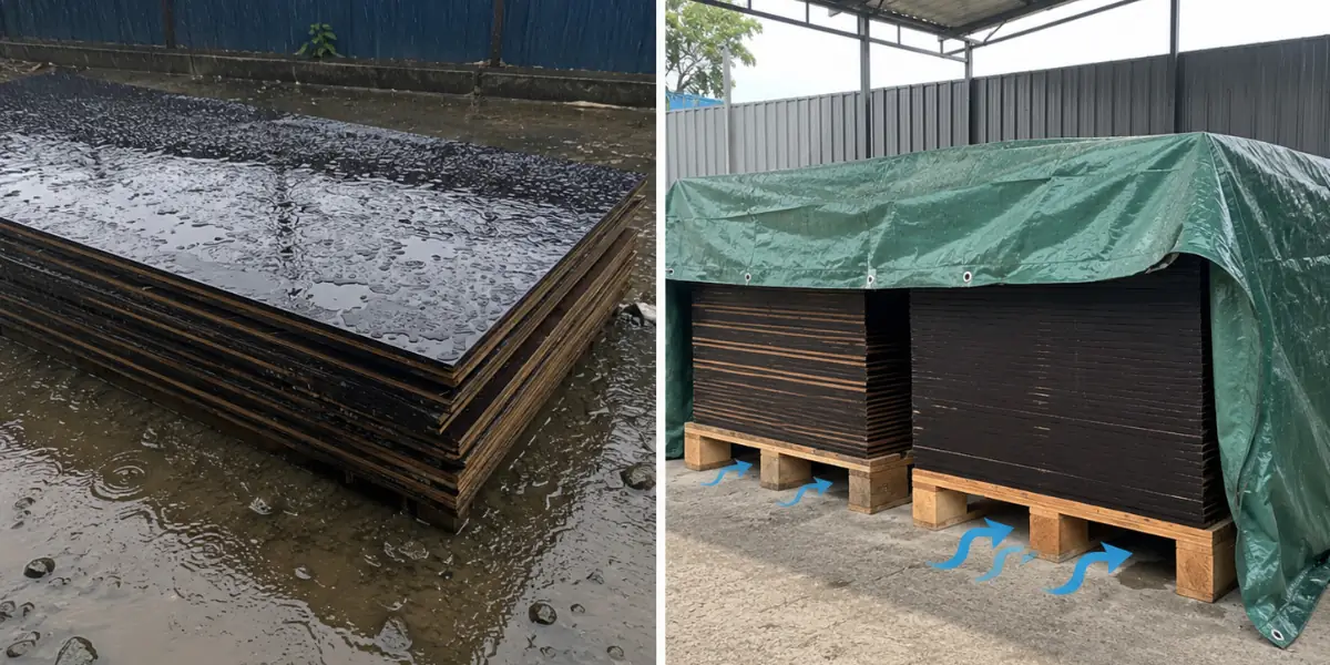 Proper storage conditions for film faced plywood