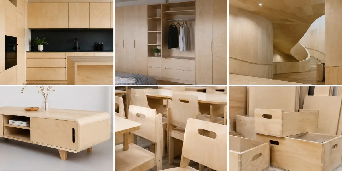 birch plywood used in modern furniture manufacturing