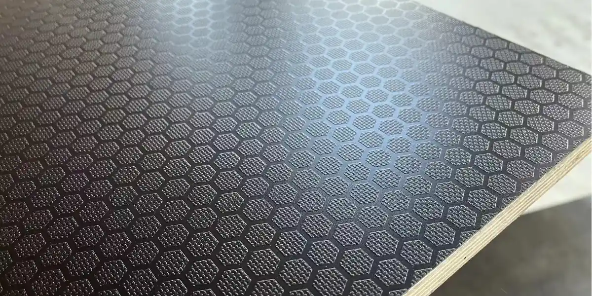 Textured pattern on anti-slip plywood surface