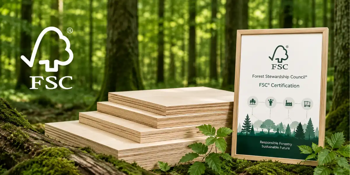 Buyer verifying FSC certification for birch plywood