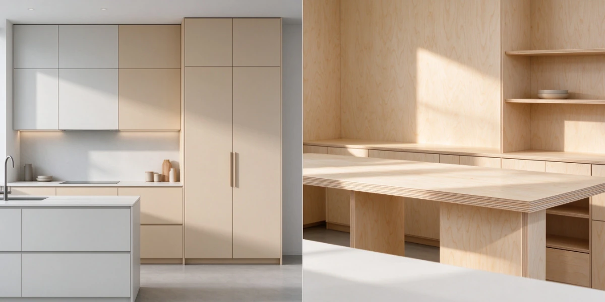 Melamine plywood and birch plywood used for furniture and cabinets