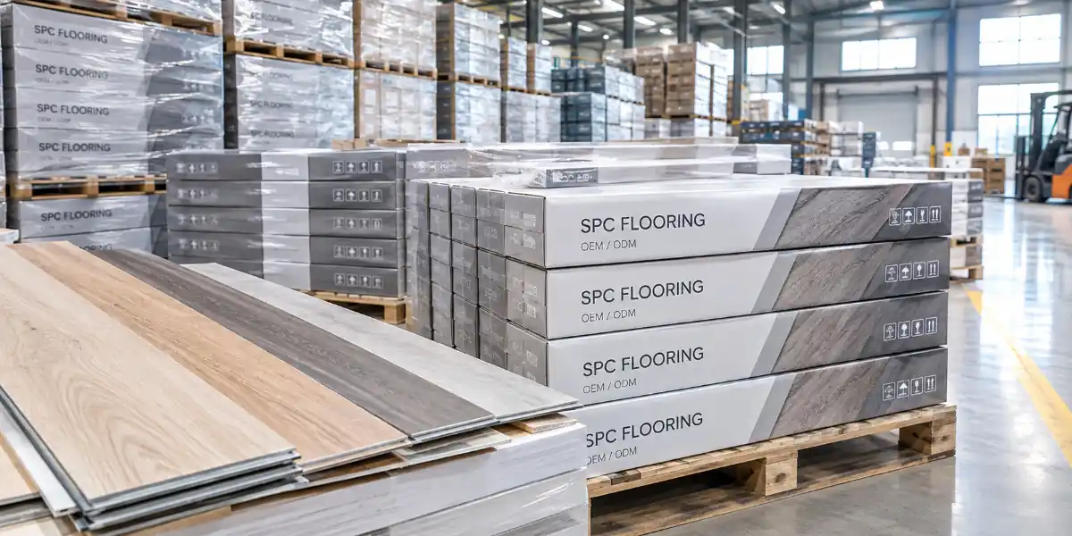 SPC flooring OEM samples and packaging