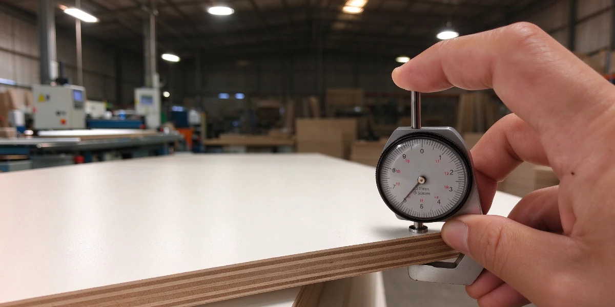 Measuring melamine plywood thickness with a digital caliper