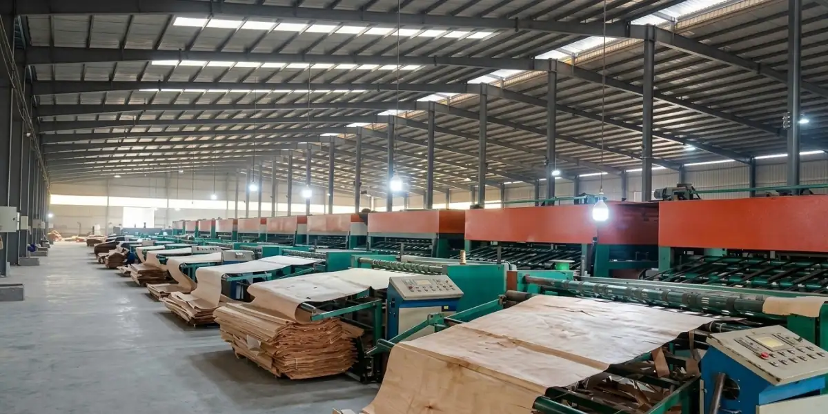 Plantation-grown timber used for plywood production in Vietnam