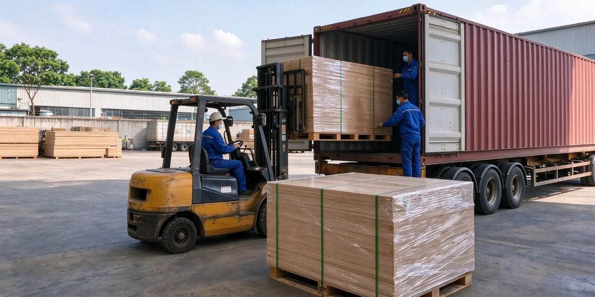 Plywood pallets prepared for international freight and cargo handling