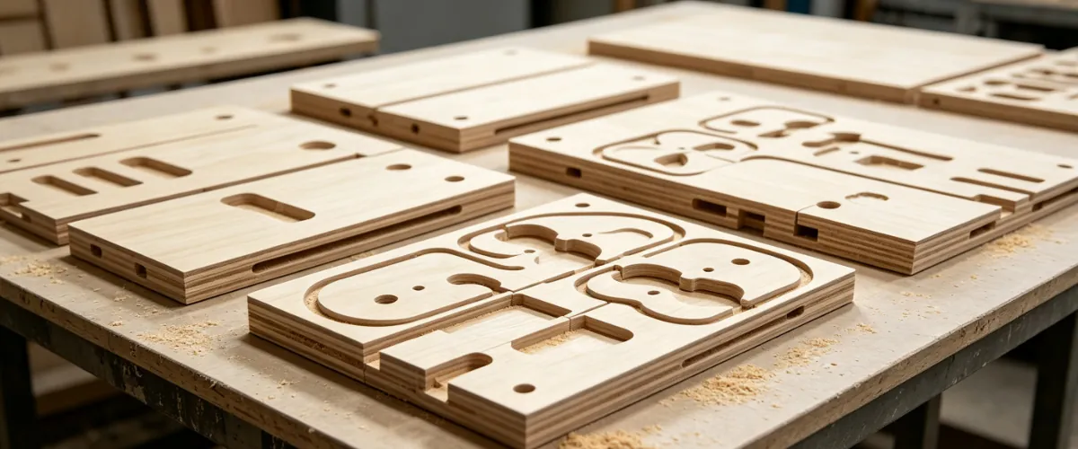 Smooth birch plywood surface after CNC cutting and finishing