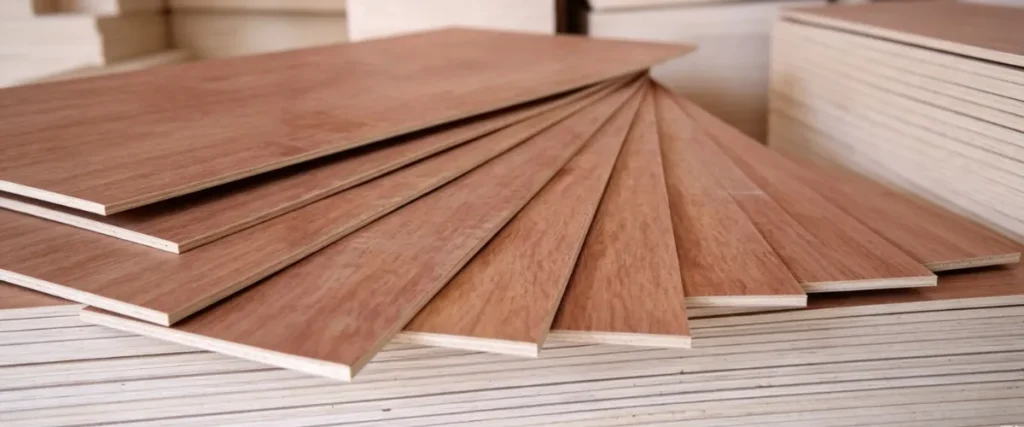 Bintangor plywood sheets with smooth reddish-brown veneer for furniture and interior applications
