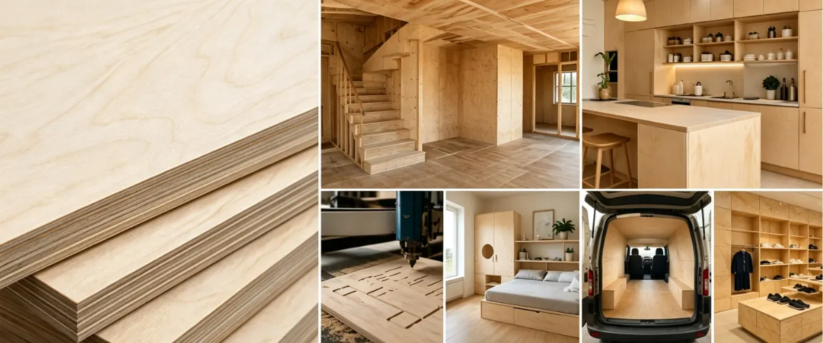 Birch plywood sheets with smooth layered construction