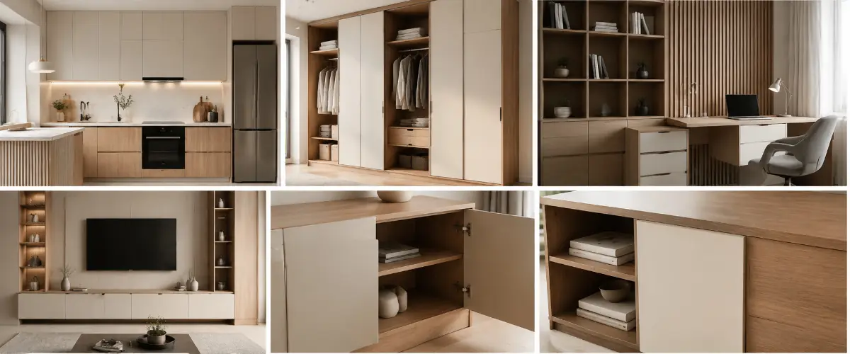 Kitchen cabinets and furniture made from melamine MDF panels