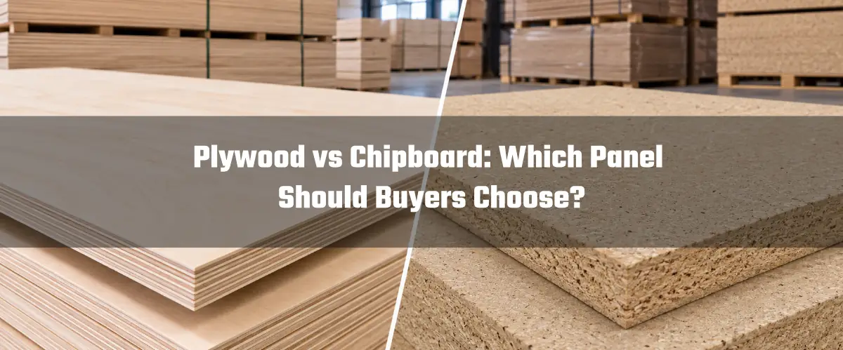 Plywood vs chipboard comparison showing panel construction