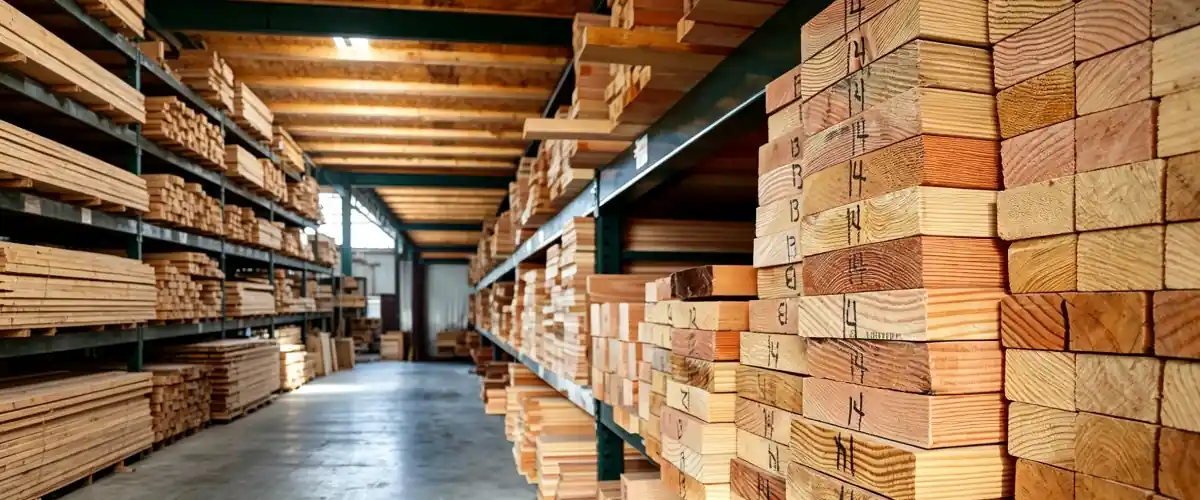 Sawn timber sizes showing different thickness, width and length