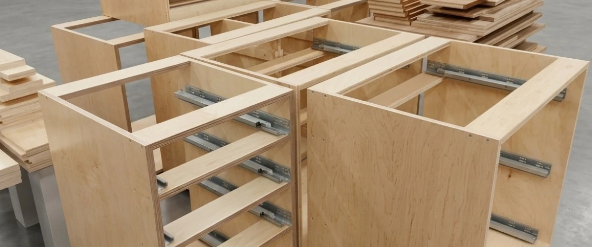 Plywood panels used for cabinet sides shelves and furniture components