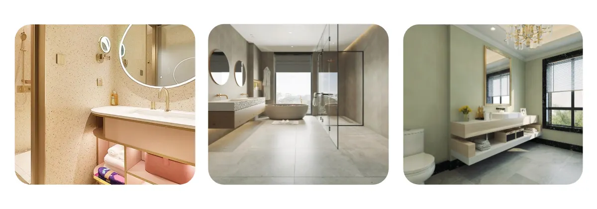 spc wall panels application in living room bedroom bathroom and commercial interior spaces