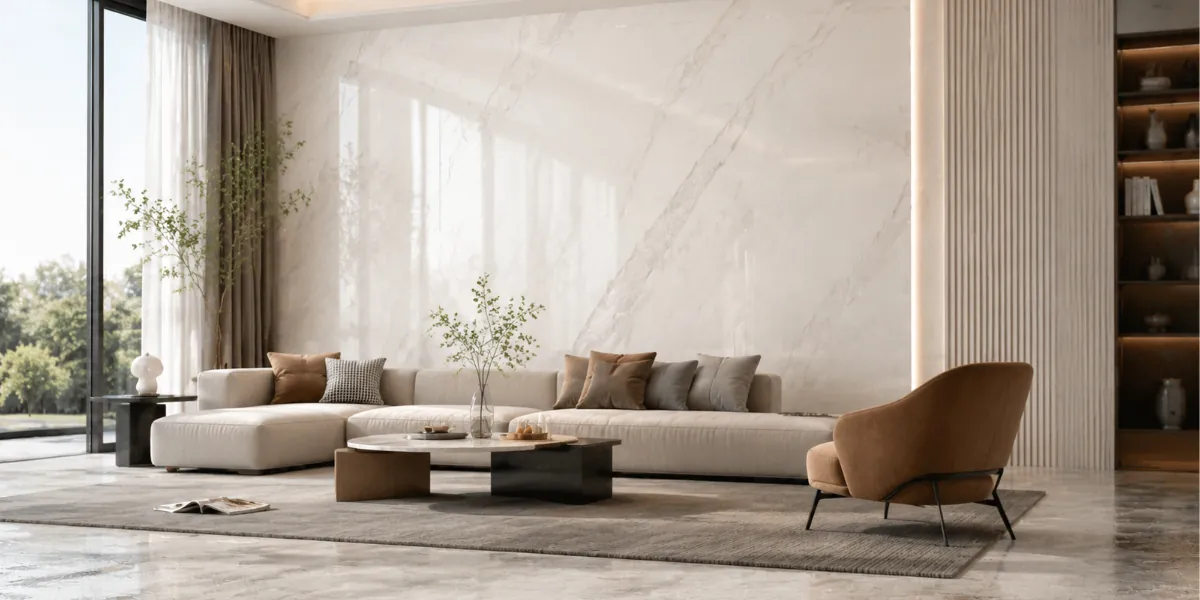 SPC wall panels used in modern interior spaces