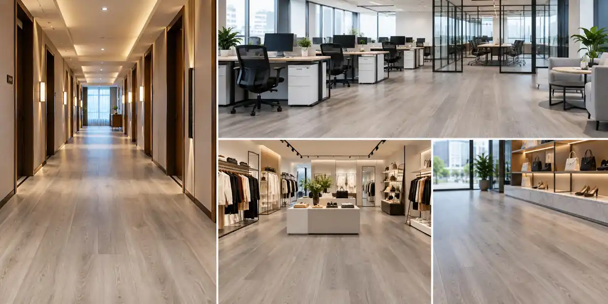 SPC flooring for commercial applications in a modern interior