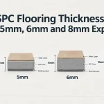 SPC flooring thickness comparison of 4mm, 5mm, 6mm and 8mm planks
