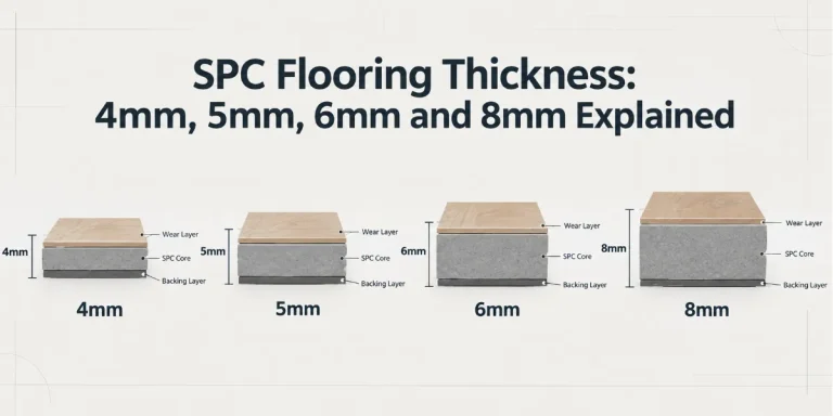 SPC flooring thickness comparison of 4mm, 5mm, 6mm and 8mm planks