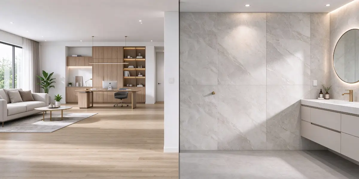 SPC material used for flooring and wall panels
