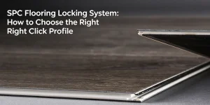 SPC flooring locking system showing the click profile along plank edges
