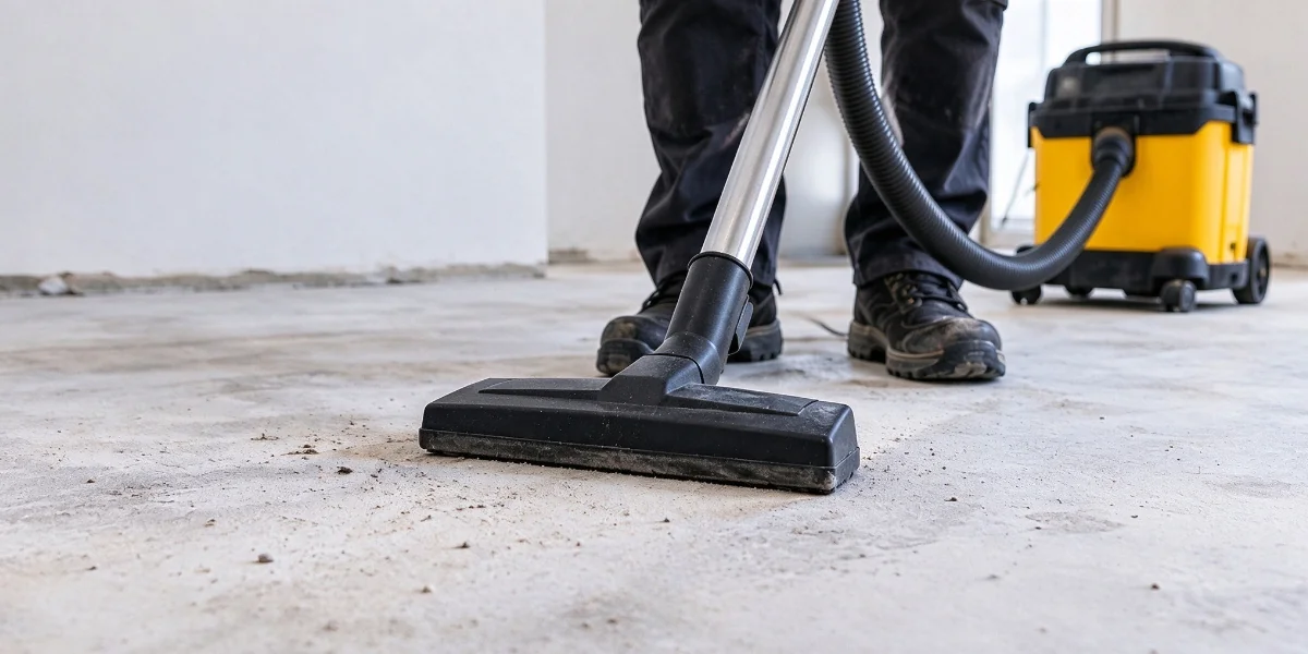Reinigung des Betonuntergrunds vor der Verlegung eines SPC-Bodenbelags